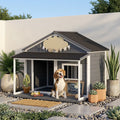 PawHut Wooden Dog House, Small Animal House, Dog House with Outdoor Deck